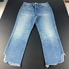 Rivet & Thread Jean Women 31x24* Retro Straight High Rise Crop Blue Denim Tag 28