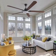 72in LED Ceiling Fan Indoor Ceiling Fan Lamp Light Dimmable W/ Remote Control