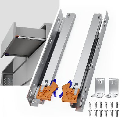 12 Inch Bottom Mount Soft Close Drawer Slides Full Extension Concealed Rails ...