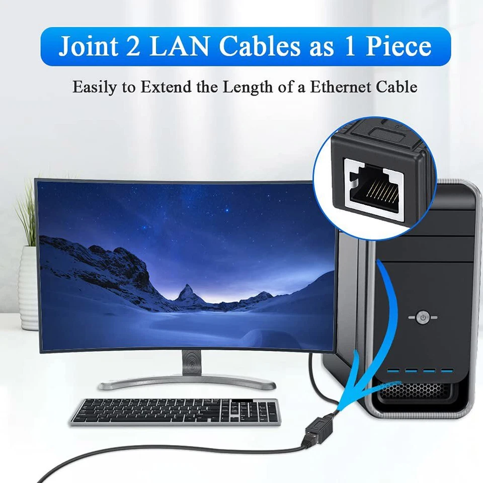 5 PCS RJ45 Inline Coupler Cat7 Cat6 Cat5e Ethernet LAN Network Cable Adapter - Image 3 of 4