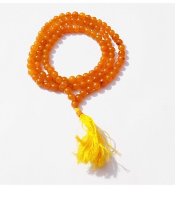 Orange Hakik (Agate) mala Hindu Buddhist Prayer Beads-108+1