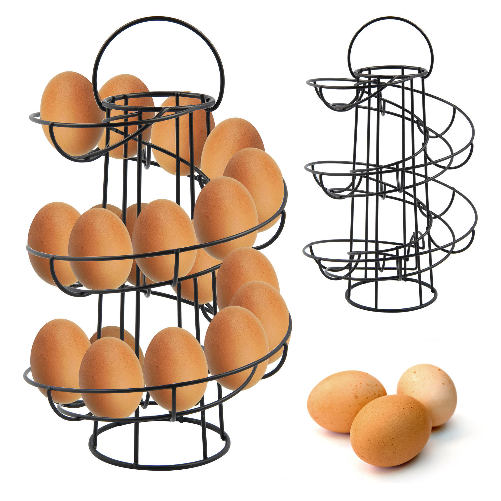 New Chrome Egg Storage Helter Skelter Egg Holder Spiral Egg Rack Stand