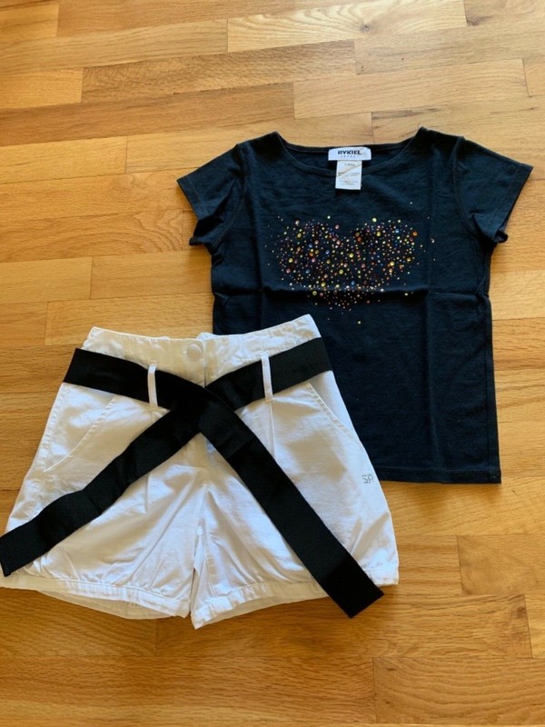 RYKIEL ENFANT HEART CRYSTAL TOP & SHORTS SET 8A
