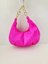 Pink Mini Evening Bag Gold Chain Handbag Event Satin 