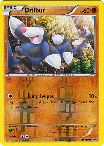Pokemon - Drilbur - 89/160 - Common - Reverse Holo - XY - Primal Clash - NM