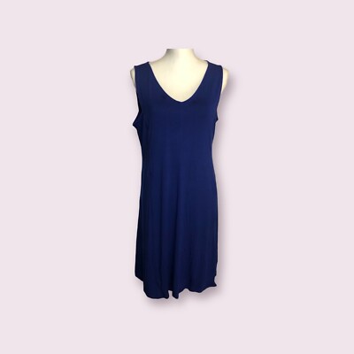 Eileen Fisher System Blue Viscose Jersey Sleeveless Midi Tank Dress M  Travel | eBay