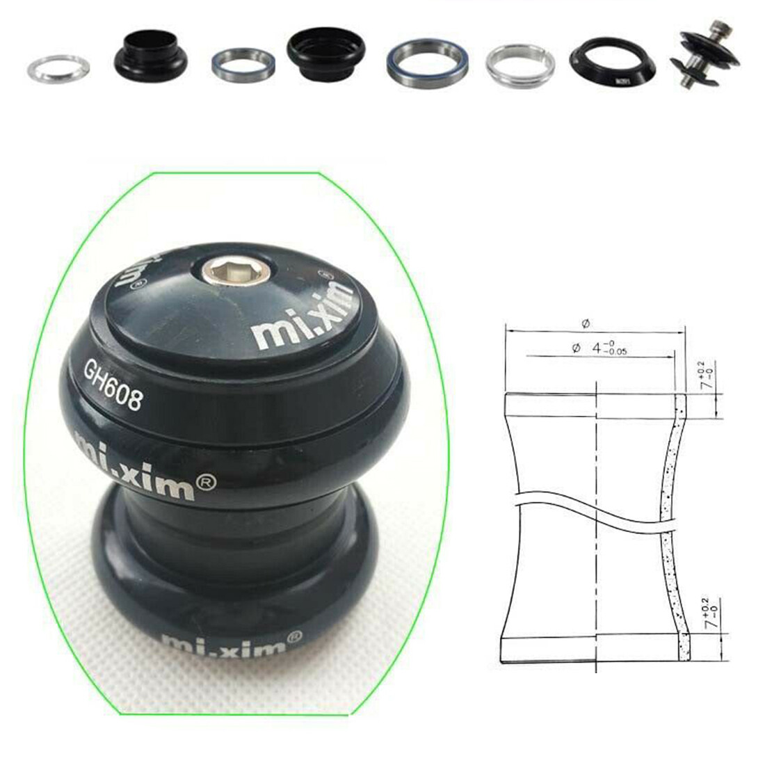 Cycling External Bearing 34mm Headset Aluminum Alloy For Road Mountain MTB  Bike
