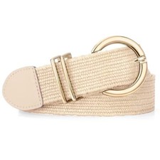 Women Raffia Belt Straw Belt for Dress Ladies Summer Stretchy Woven Belt Trendy