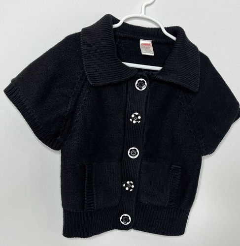 Gymboree Sweater Girls Size Medium 7 8 Kids Cardigan Top Fall Black Chunky Knit - Picture 13 of 13