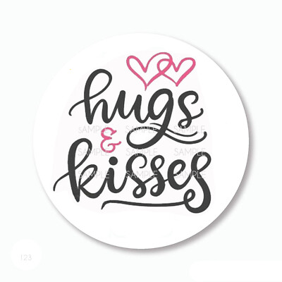 30 Hugs and Kisses Favor Stickers Scrapbook Stickers 1.5'' Round Envelope Seals