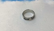 WALDECK JOHNSON NAVAJO ARTIST Signed WJ STERLING SILVER FOOTPRINTS BAND RING