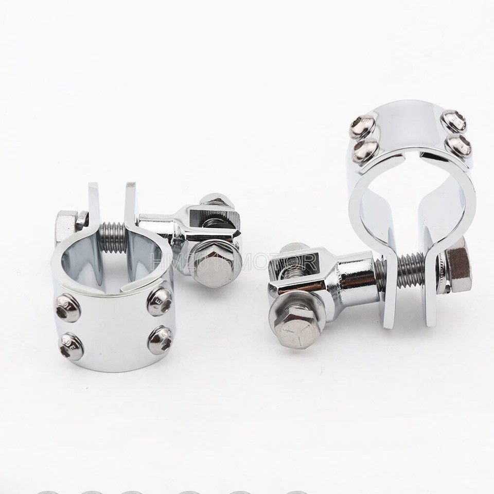 Chrome Motorcycle 1"~1-1/4" Crash Bar Foot Pegs Rests Clamps for Harley Touring - Изображение 3 из 4