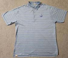 2 Pinehurst Peter Millar Polo Shirt Size XL Blue Striped Embroidered Golf Mens