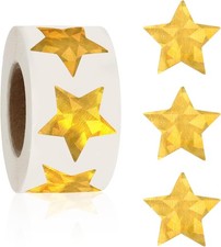 Star Stickers, 500 PCS Holographic Gold Star Stickers, 1 Inch Self Adhesive Meta