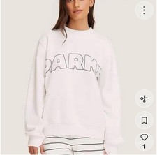 Women's White Pullover Crewneck Sweatshirt Long Sleeve PARK Logo Casual