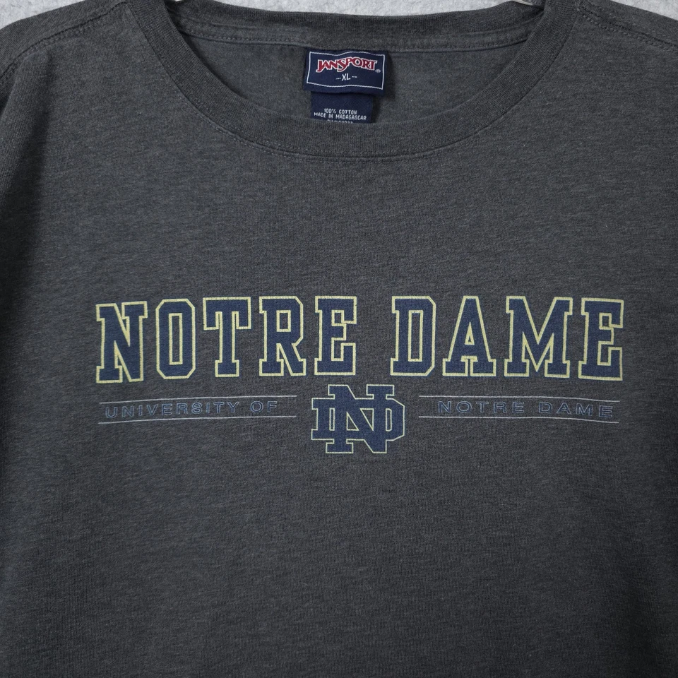 Vintage Notre Dame Shirt Mens XL Gray Jansport Y2K Logo College Long Sleeve Tee - Image 2 of 4