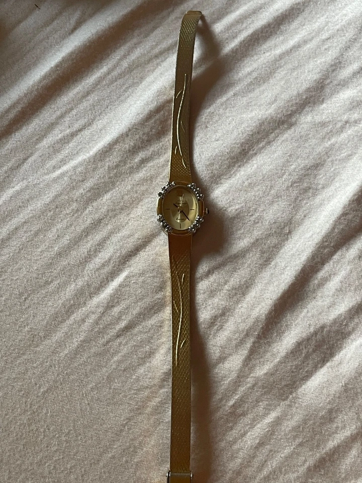 Vintage Jules Jurgensen Ladies Watch Gold Tone Diamond Bezel Working New Battery - Image 2 of 4