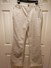Susan Graver 5-Pocket Stretch Denim Jeans, Bootcut Size 8 Ecru New Without Tags