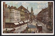 Linz a. d. Donau, Landstrasse mit Strassenbah...
