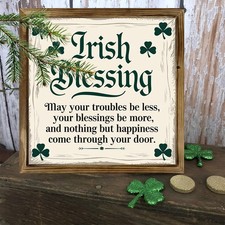 Irish Blessing Wooden Plaque May Your Troubles Be Less St Patricks Day Decor
