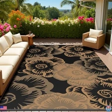 MontVoo 5x8 Waterproof Outdoor Rug - Reversible Plastic Mat for Patio, RV, Beach