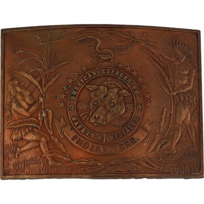 Brass Safety Dispatch Indian Territory American Express 70s Vintage Belt Buckle