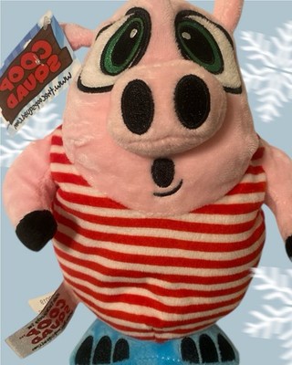The Bear Factory Coop Squad Pig Plush Stuffed Animal Red White Stripe Shirt  9''