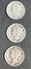 1923, 1924, and 1925-D 10C MERCURY SILVER DIMEs 3 Coins (lot Of three)