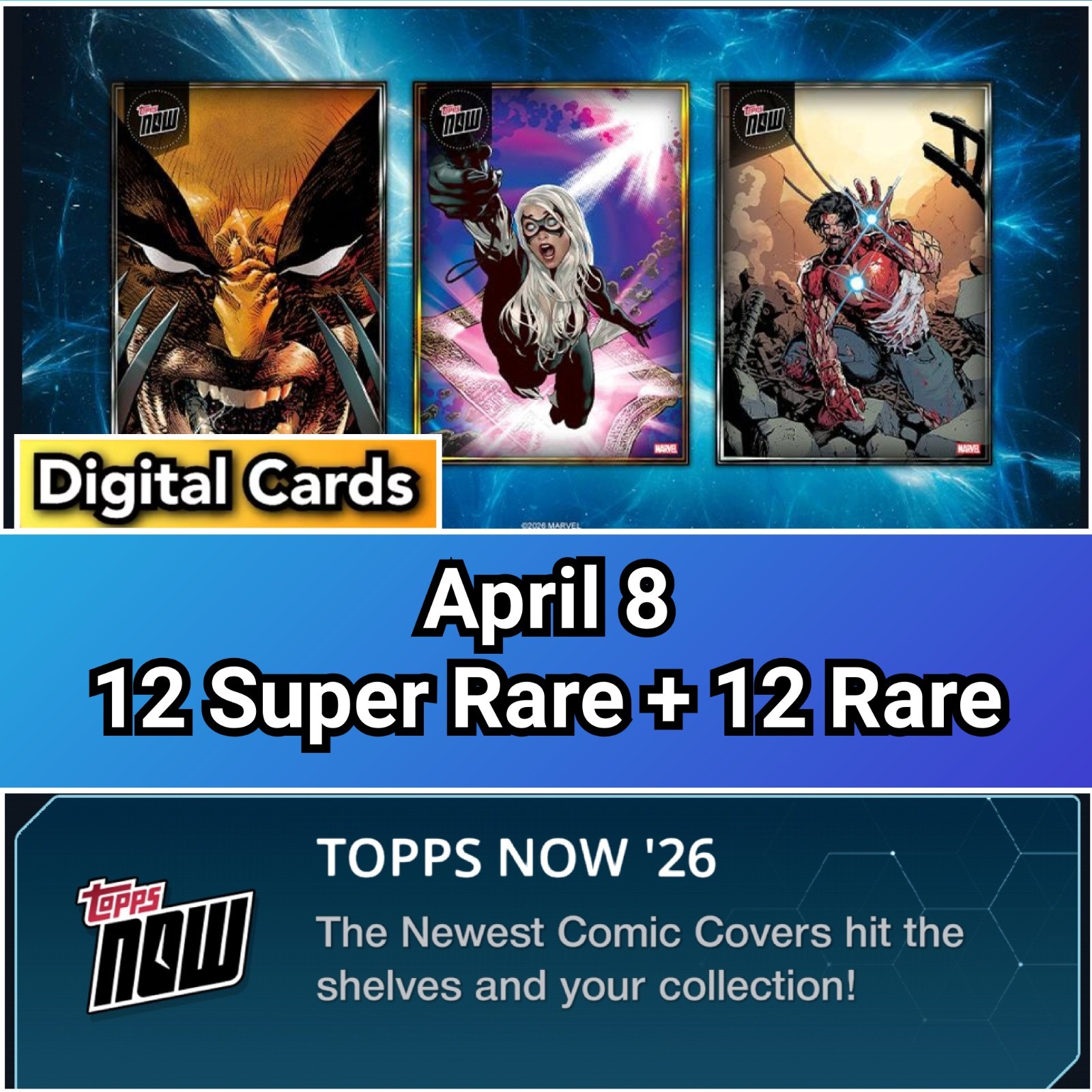 Topps Marvel Collect TOPPS NOW 2026 April 8 Gold And Silver 24 Cards