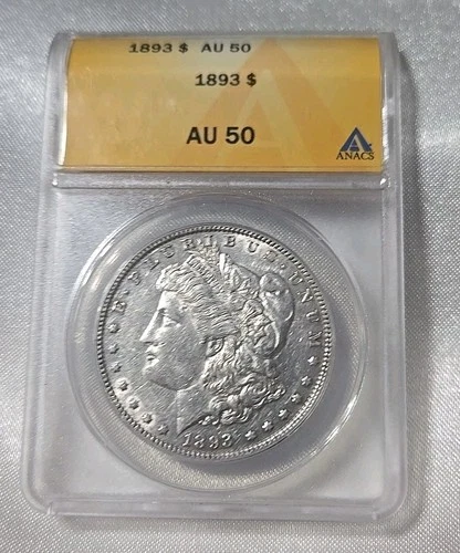 ***KEY DATE*** 1893 P MORGAN SILVER DOLLAR ANACS AU50 LOOKS AU55