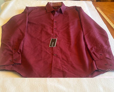 Nine West Mens XL Slim Fit Burgundy Dress Shirt 17-17.5 34/35 Long Sleeve NWT