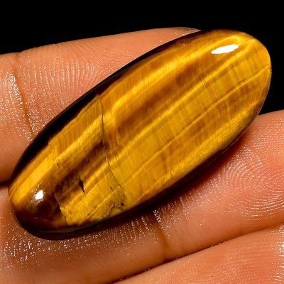 100% Natural Tiger Eye Oval Cabochon Loose Gemstone 33 Ct. 34X14X7 mm UG-2975