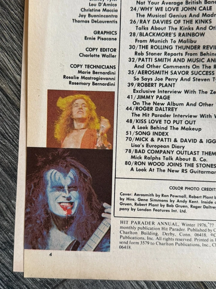 KISS Magazine HIT PARADER ANNUAL Magazine 1976 1977 Vintage Kiss Aucoin Queen - Image 3 of 4