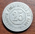 FRANCE WWI Era 1918 Aluminum Token GARD Merchant's League 25 Centimes — photo 2