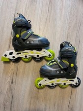 Łyżworolki Hudora Leon AZ w kolorze limonkowym/czarnym - rozmiar 29-32 - w idealnym stanie