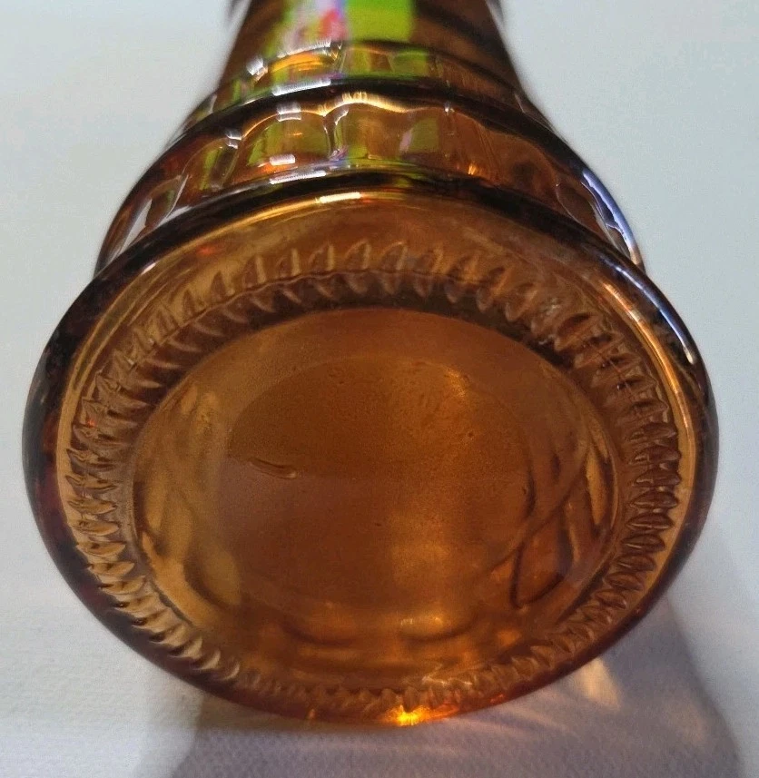 Decorative Orange Vintage Glass Bottle with Cork Perfect for Home Decor - Image 4 of 4