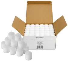Bulk Pack of 72 White Votive Candles - Box of 72 Unscented Bulk Candles - 15