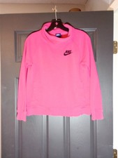 Nike Vibrant Hot Pink Cowl Neck Sweater Athleisure Workout Gym Wear Sweatshirt L