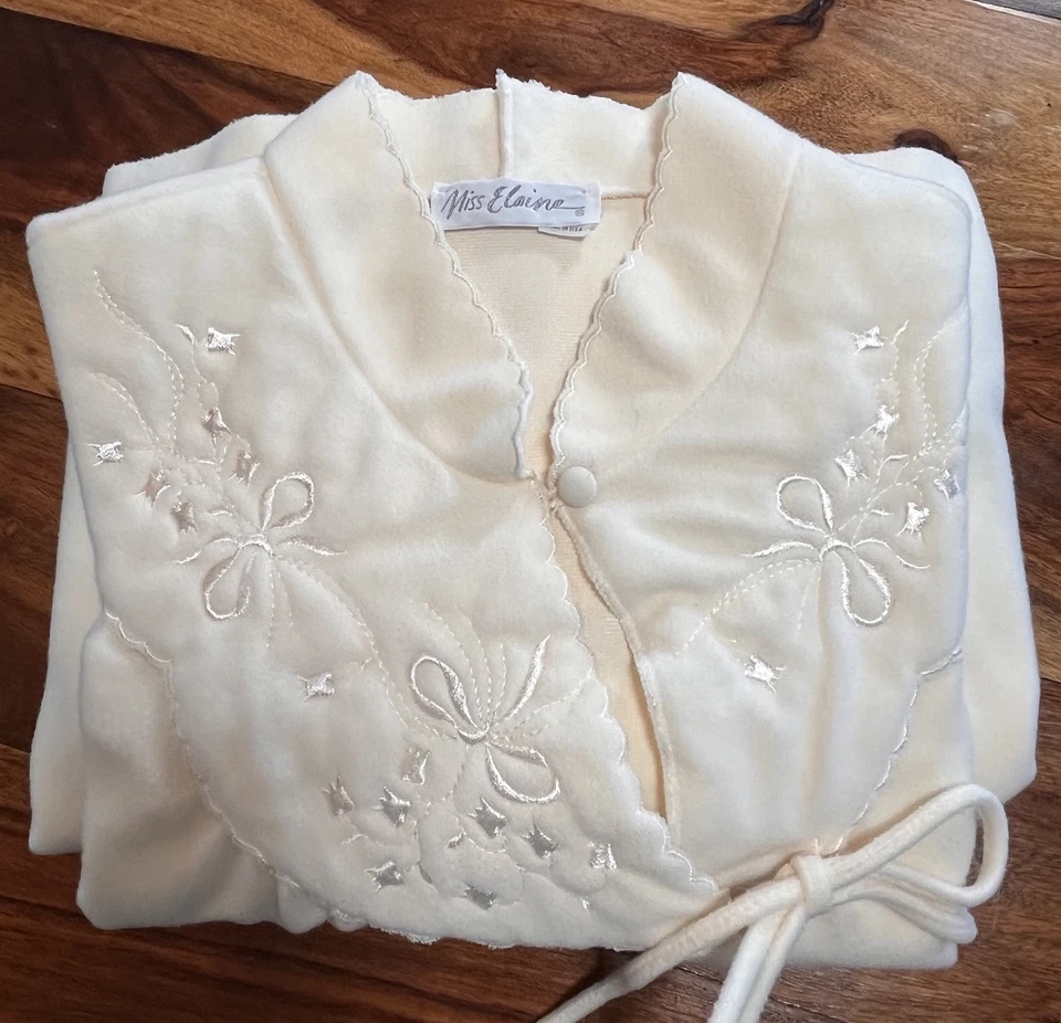 Abrigo de casa vintage Miss Elaine amarillo polar a presión bordado S Grannycore Foto 4 de 4