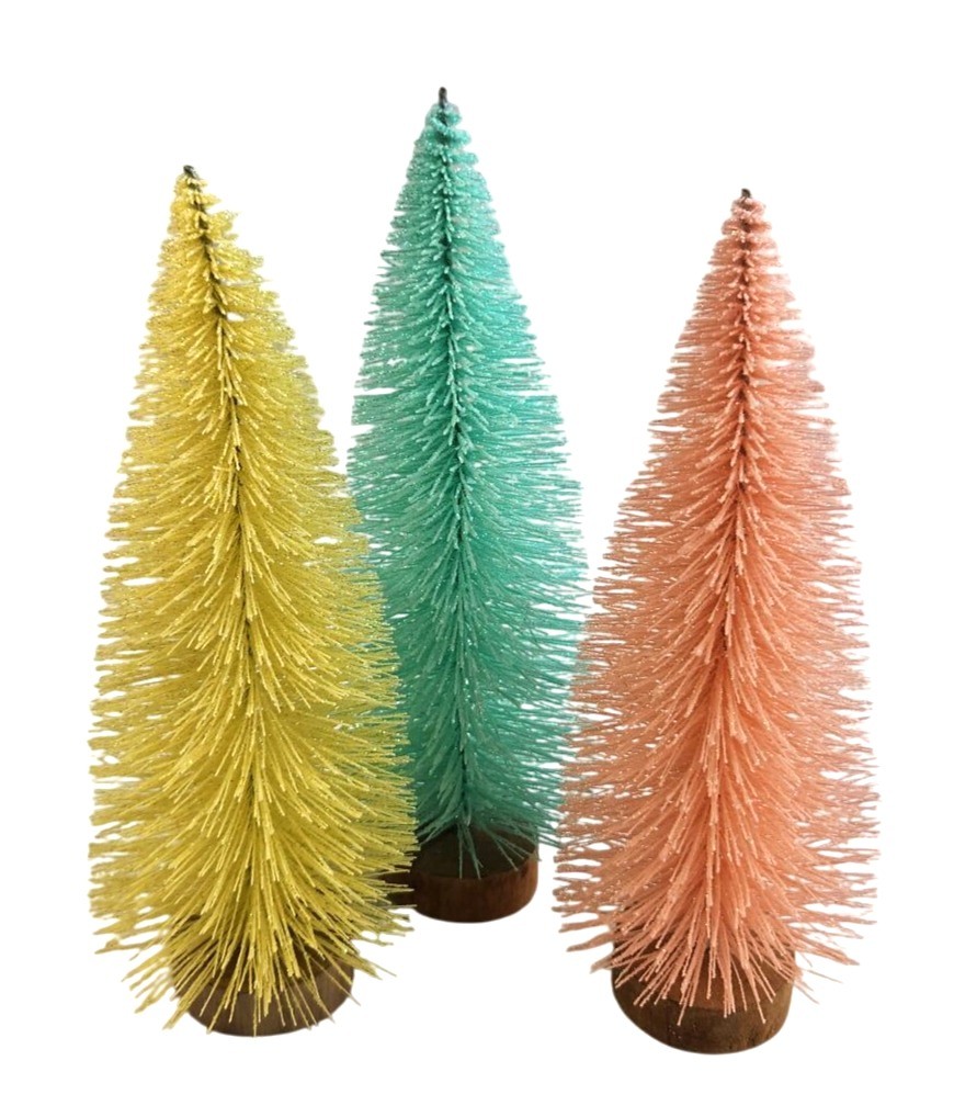 Set of 3 Mini Bottle Brush Trees Pastel Craft Supplies Kids Crafts Easter Projec