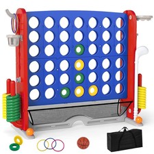 Giant Connect Game Outdoor, 4 in A Row with Adjustable Height, Mesh Net, Carr...