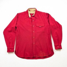 Vintage 1950s McGregor Sportswear Red Wool Button Up Flannel Single Pocket Med