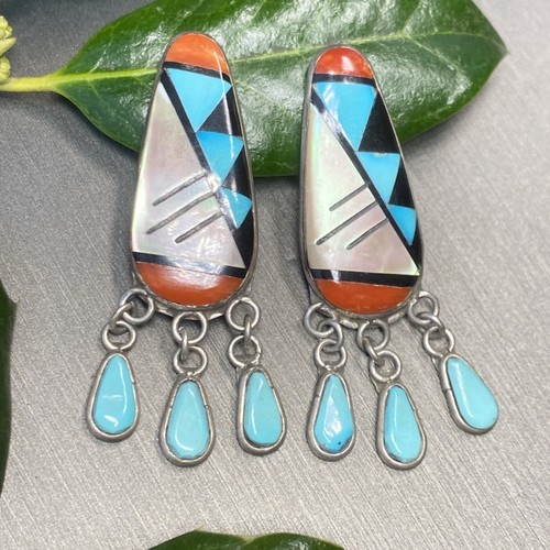 Vintage Ohrclips Türkis Koralle Nachlass edler Schmuck gebraucht Zuni Ster - Bild 7 von 14