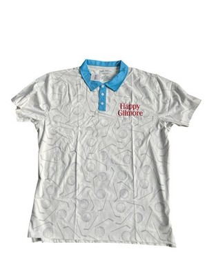 Happy Gilmore Polo Shirt Mens X-Large Golf Allover Print  White