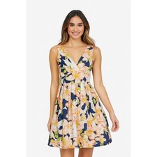 J Crew Floral Print V Neck Sleeveless Fit Flare Dress Demure Tea Party Dress 0