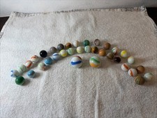 Vintage Glass Marbles Lot w/ 2 Large Shooters Colorful Swirls Estate Find
