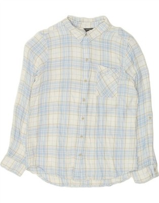Eddie Bauer Damen Shirt UK 12 mittelblau kariert Viskose OW18