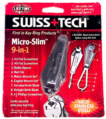 NEW SEALED SWISS + TECH Micro-Slim 9 in 1 Multi Tool Stainless Steel MSCSSS