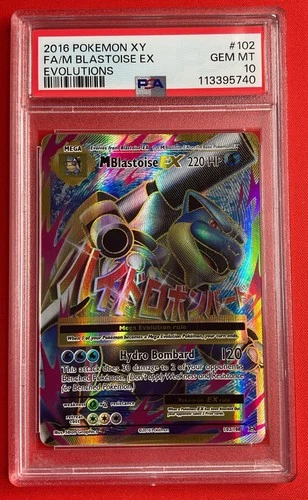 2016 Pokemon XY Evolutions Full Art FA Mega M Blastoise EX #102 102/108 PSA 10