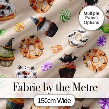 Cute Halloween Donuts  Sweets Spooky Tre Fabric Material Craft Sewing Textile UK